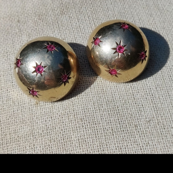 Vintage sterling old Coro ruby star earrings - Picture 8 of 9